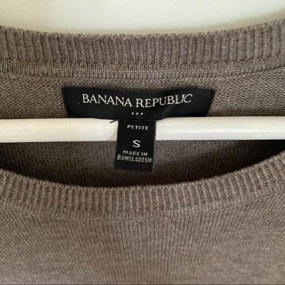 Banana Republic Sweater Brown Tan Crew Neck Long Sleeve Side Zipper Small Petite - Picture 7 of 7